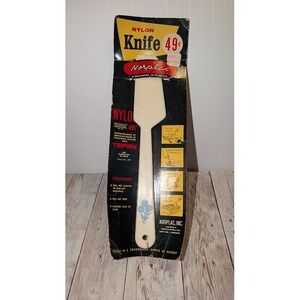 Norplac Nylon Knife Spatula White Blue Flower Handle Original Packaging
